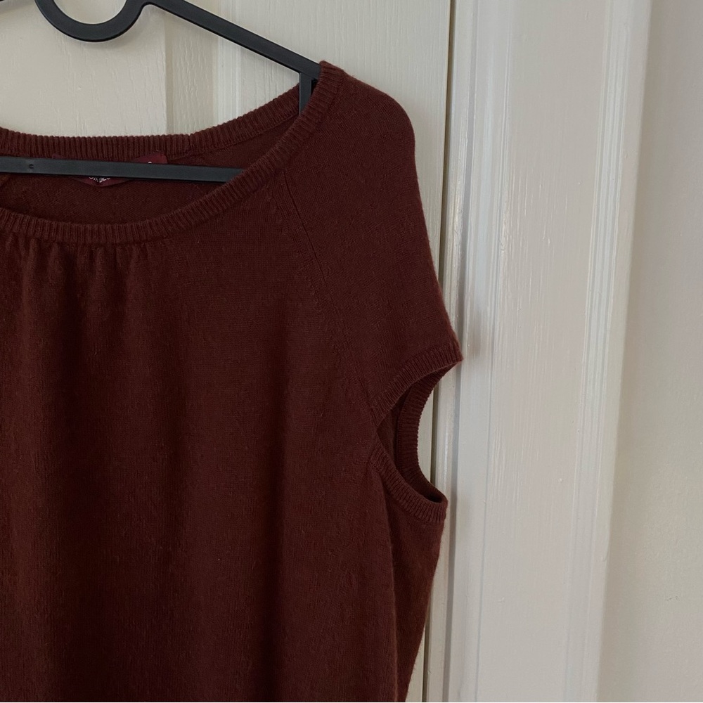 NWOT Comptoir Des Cotonniers Brown Cashmere Crew Neck Sleeveless Sweater Size 2 - Picture 3 of 7